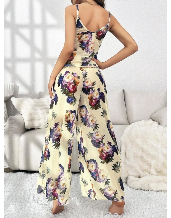 Bicomi Özel Tasarım Çiçek Desenli Salaş Kesim Şık Dekolteli 2li Takım