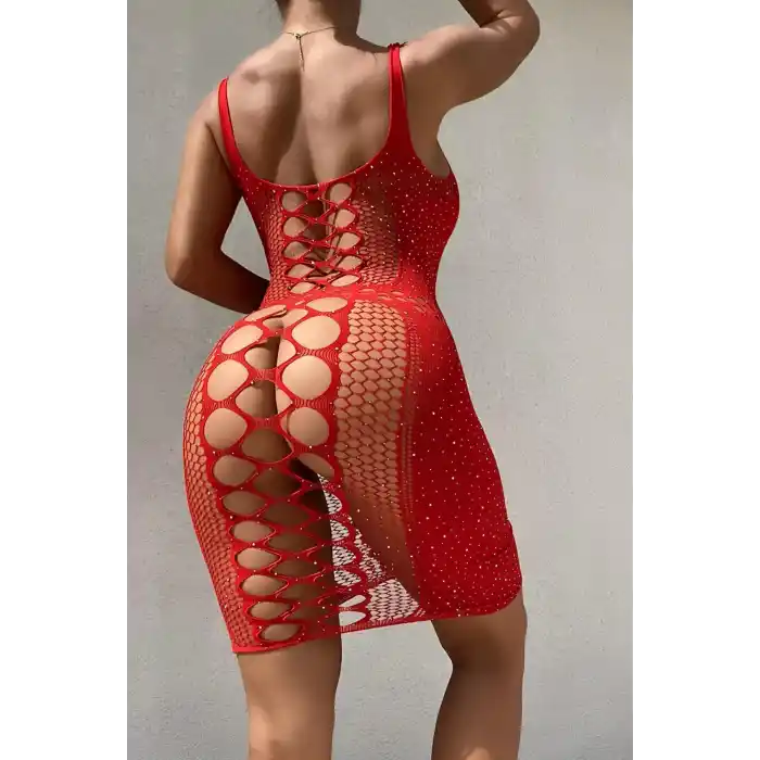 Sexsi kırmızı fantazi vucut çorabı