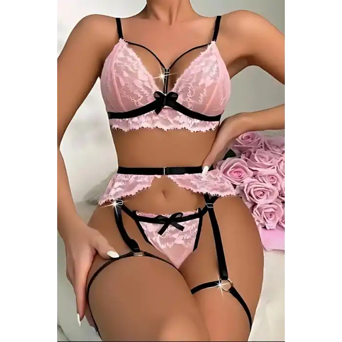 pembe fantazi jartiyer takımı