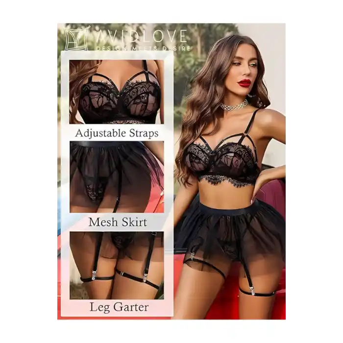 siyah jartiyer detaylı gecelik