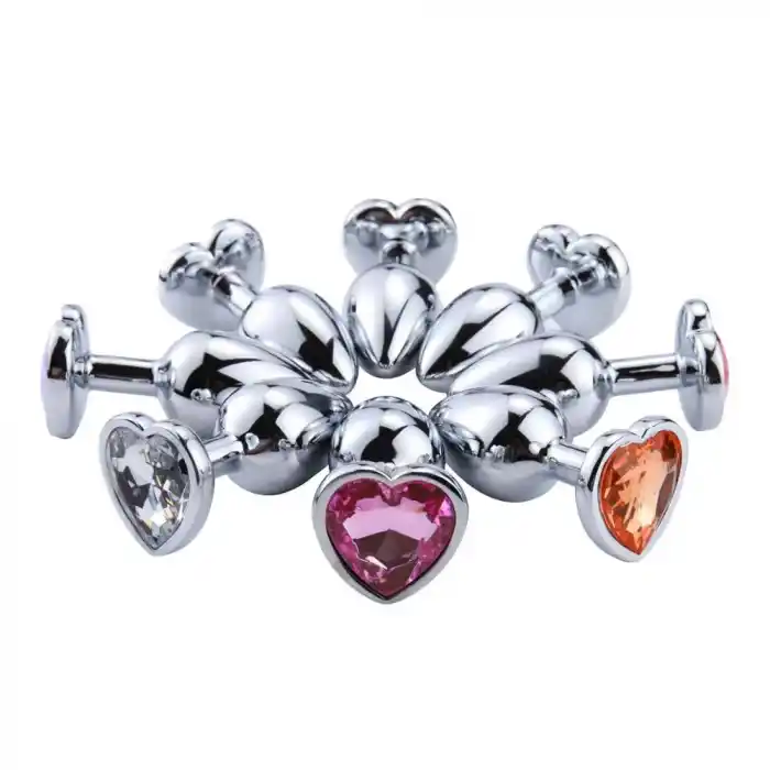 Backpart Paslanmaz Çelik Metal Kalpli Taşlı Anal Tıkaç (Plug) - Small
