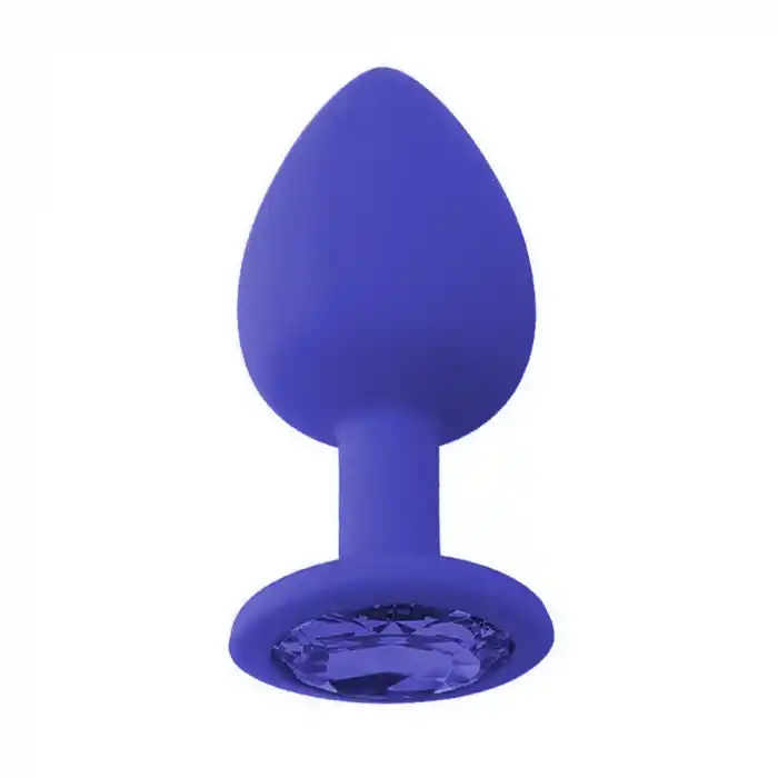 Backpart Taşlı Silikon Anal Tıkaç - Mavi