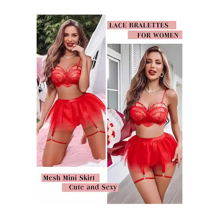 Kırmızı Jartiyer Askılı Gecelik