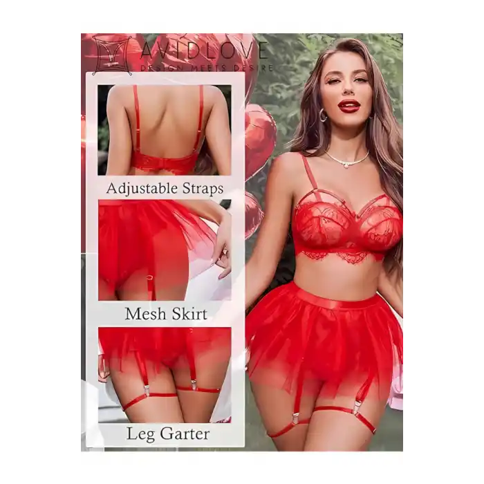 Kırmızı Jartiyer Askılı Gecelik