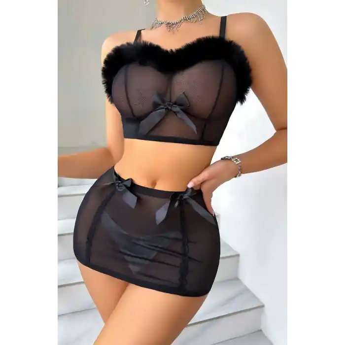 Peluş Detaylı Gecelik