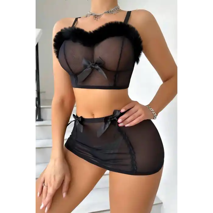 Peluş Detaylı Gecelik