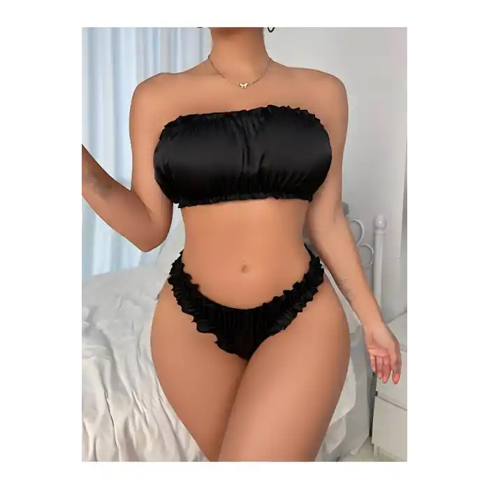 Siyah Gecelik Büzgülü