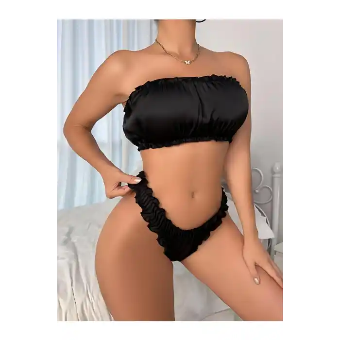 Siyah Gecelik Büzgülü