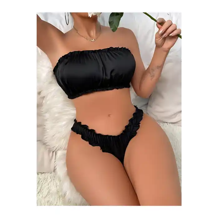 Siyah Gecelik Büzgülü