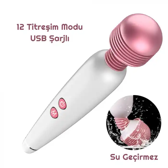 Vibex USB Şarjlı 12 Hızlı Wand Vibratör