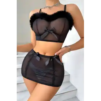 Peluş Detaylı Gecelik