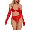 Kırmızı dantelli tanga ve sütyen gecenizi renklendirin