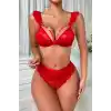 Kırmızı özel bölgesi açık fantazi iç giyim