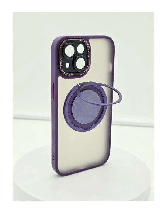 İphone 15 Kamera Koruma Lens Koruyucu Döner Standlı Kılıf