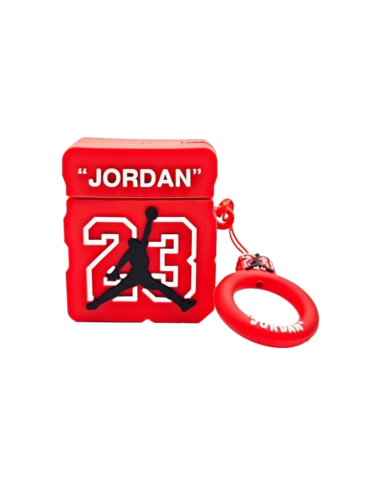 AirPods 1-2. nesil uyumlu 3D Micheal Jordan kırmızı kılıf ve anahtarlık