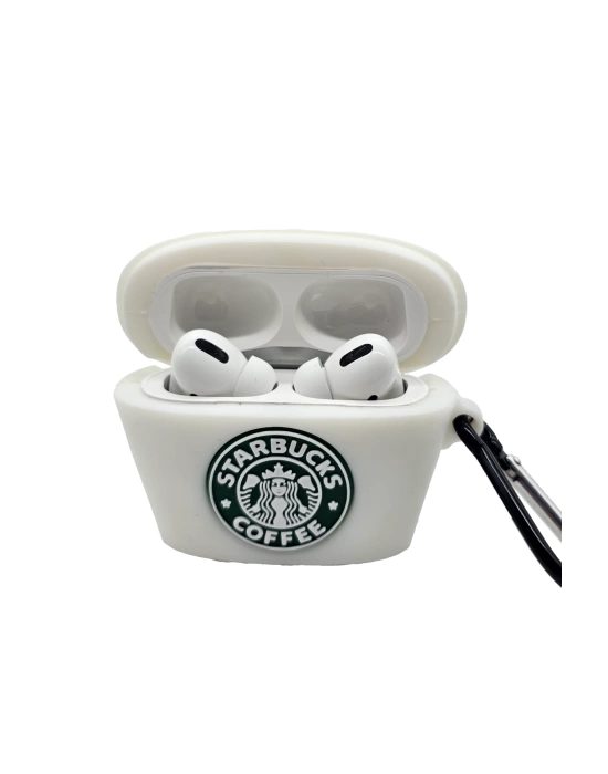 AirPods pro 1-2 nesil uyumlu starbucks figürlü 3D silikon kılıf ve anahtarlık