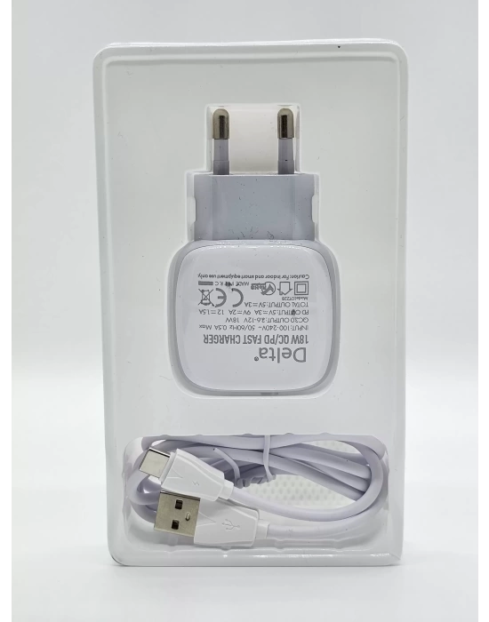 Delta Mobile çift USB- type-C girişli 3.0a 18w seyhat şarj cihazı typ_c