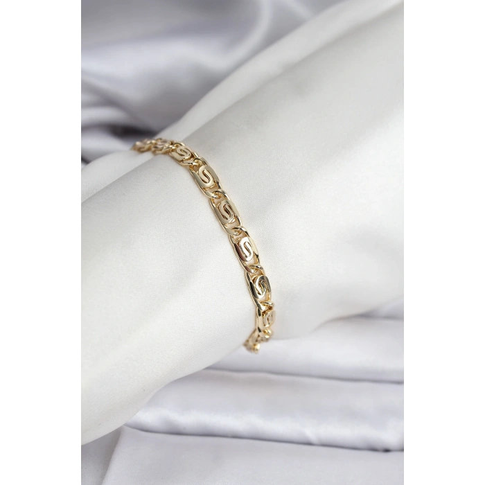 14K Gold Renk Kaplama Zincir Model CM Kadın Bileklik