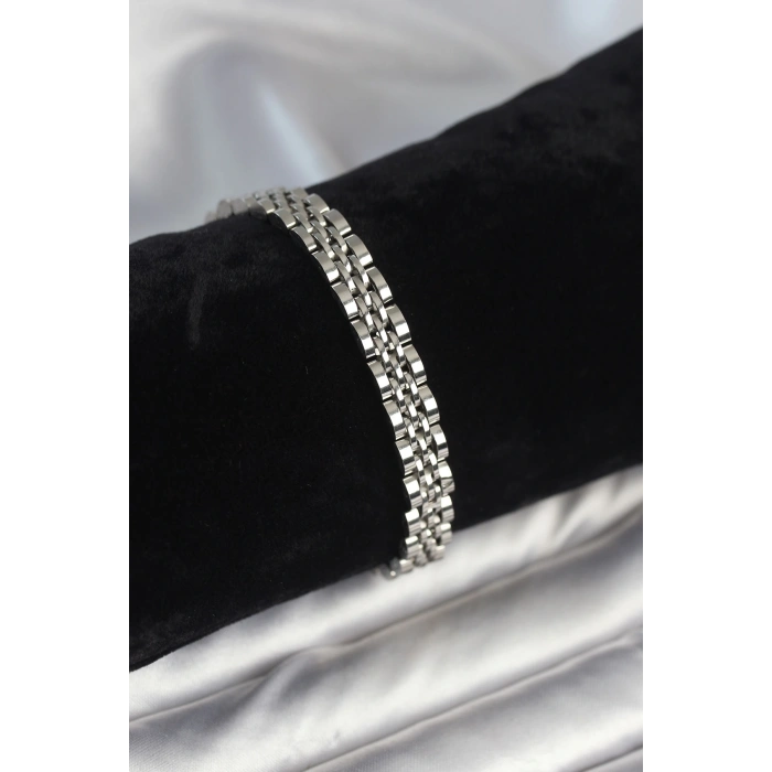 316L Çelik 7 mm Kalınlıkta Gümüş Renkli Erkek Bileklik