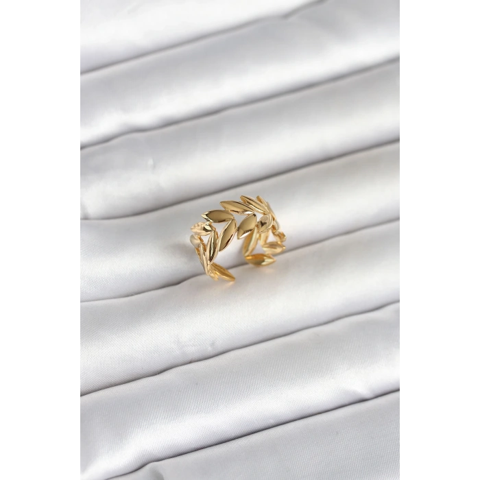 316L Çelik Gold Renk Başak Figür Kadın Yüzük