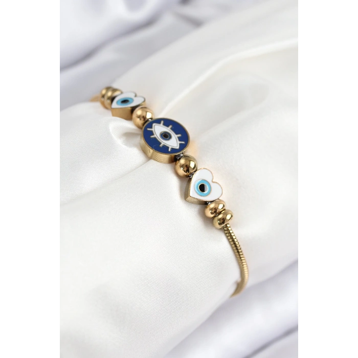 316L Çelik Göz Charm Model Gold Renk Kadın Bileklik