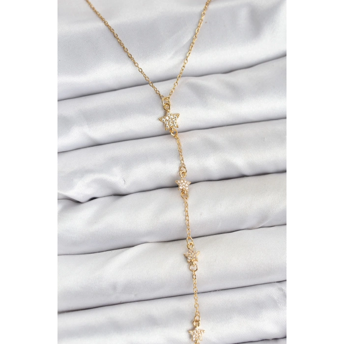 316L Çelik Zincir Gold Renkli Yıldız Model Kadın Y Kolye