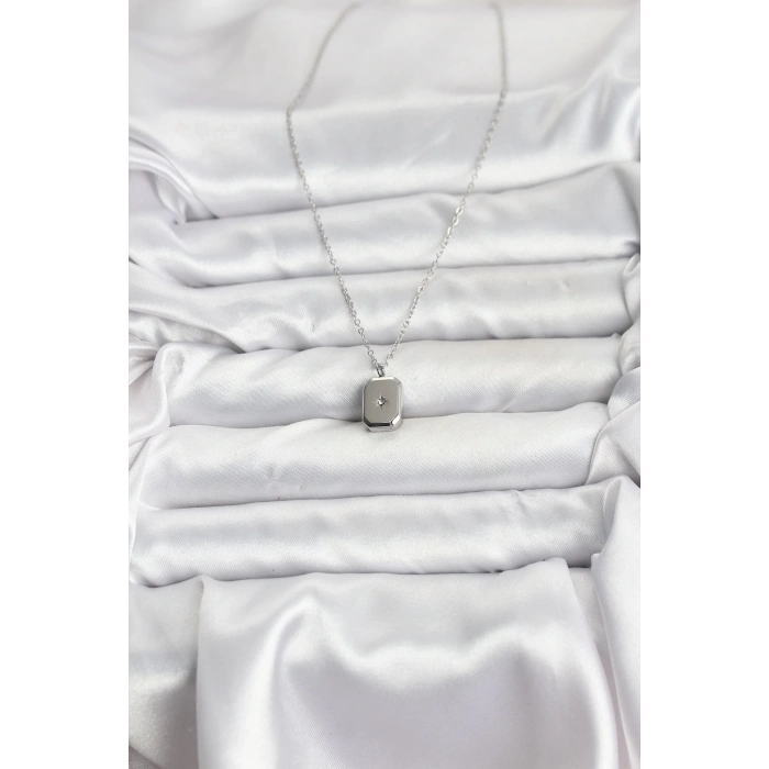 316L Çelik Zincir Gümüş Renk Minimal Kutup Yıldızı Model Kadın Kolye