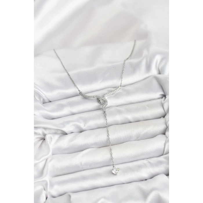 316L Çelik Zincir Gümüş Renk Yılan Model Y Kolye