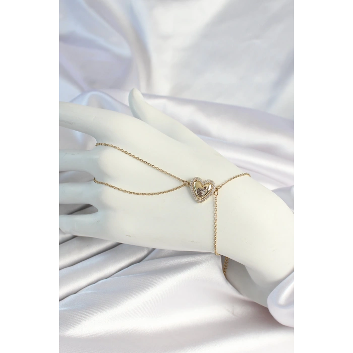 316L Çelik Zincirli Gold Renk Kalp Figürlü Şahmeran