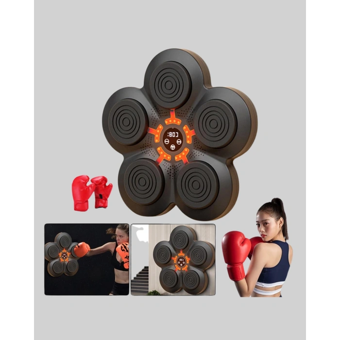 Akıllı Müzikli Boks Makinesi Bluetooth Bağlantılı Işıklı Hedefli Fitness Aleti