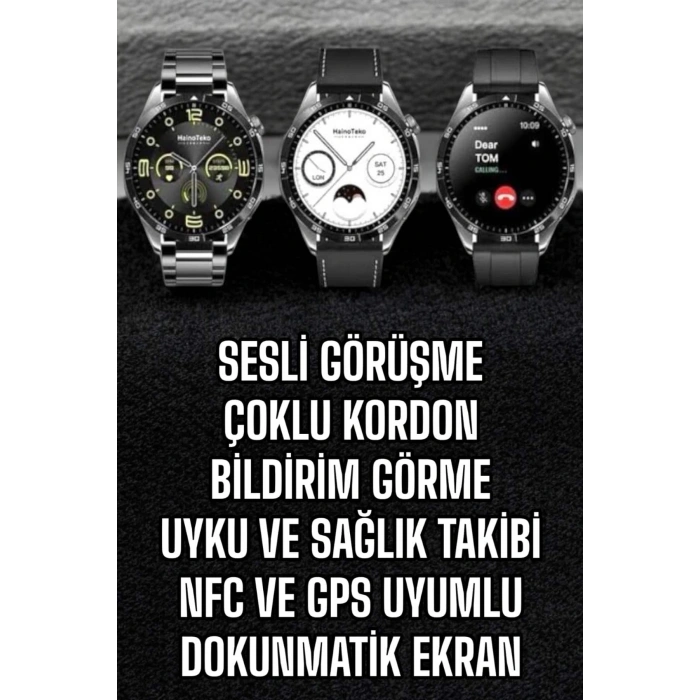 Akıllı Saat Titreşimli Pusula Nabız ve Tansiyon Ölçer NFC Uyumlu