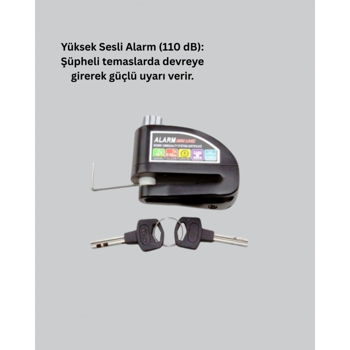 Alarm Sensörlü Disk Kilidi Motosiklet Scooter Bisiklet Güvenlik