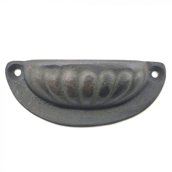 Antika Tarz Dekoratif Pirinç İstiridye Tas Mobilya Kulbu - 37x87 mm, Oksit