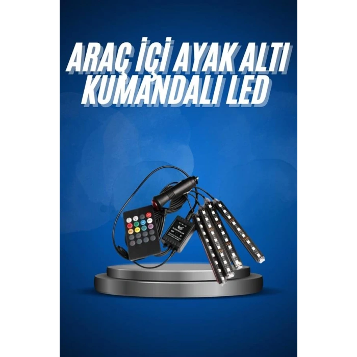 Araç İçi Ayak Altı Led 12 Led Işık Sese Müziğe Duyarlı RGB Işıklı Aydınlatma Seti