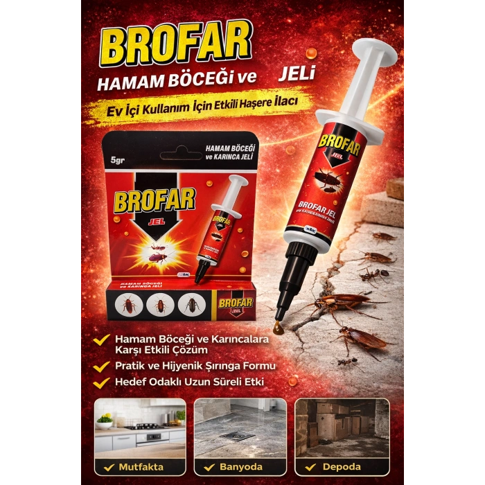 Brofar Jel Hamam Böceği ve Karınca Jeli 5 gr Etkili Haşere İlacı Ev İçi Kullanım 1 Adet