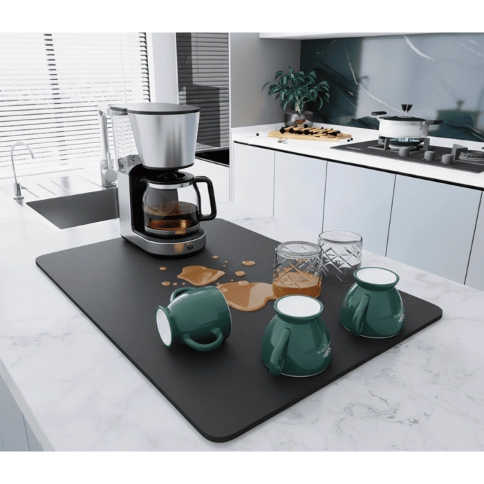 Çay Makinesi Altlığı Su Emici Kaymaz Taban Tezgah Koruyucu Kurulama Matı