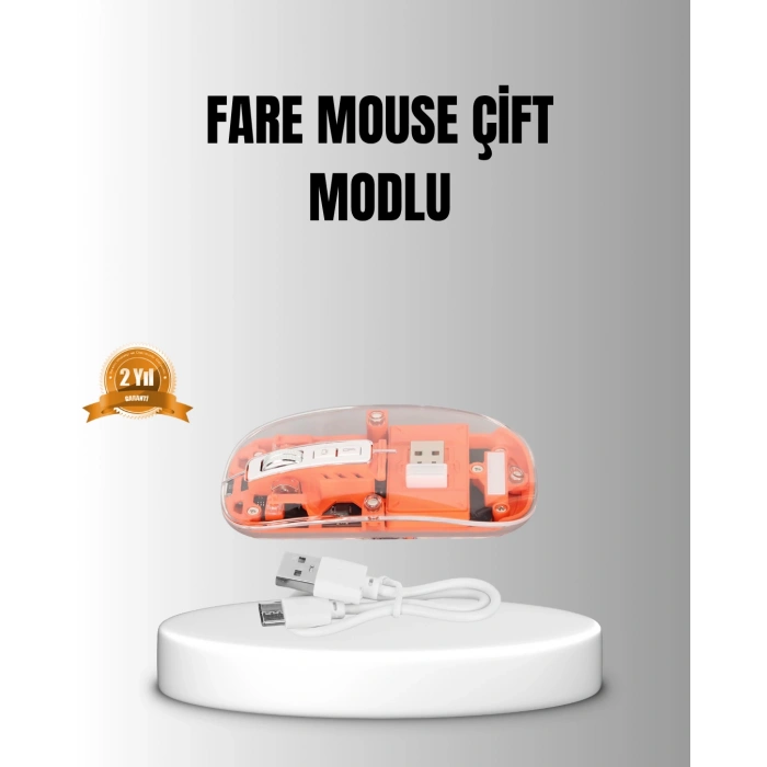 Çift Modlu Kablosuz Bluetooth 5.0 + 2.4GHz Mouse – 3 Cihaz Bağlantılı, Hızlı Geçiş Düğmeli