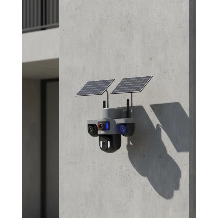 Çift Solar Panelli 4G Kablosuz IP Güvenlik Kamerası 9MP ve Hareket Takipli