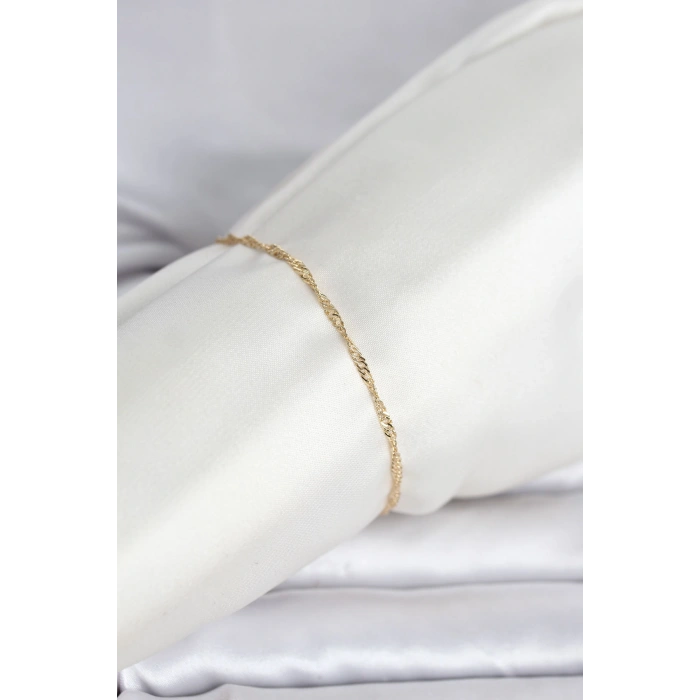 CM 14K Gold Renk Ezme Burgu Zincir Model Kadın Bileklik