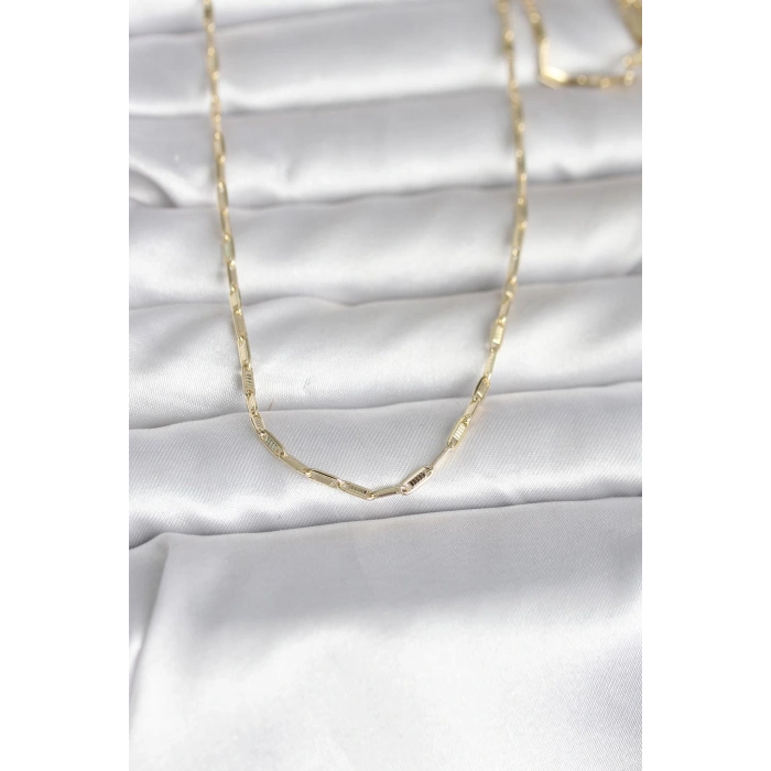 CM 14K Gold Renk İnce Ataç Zincir Model 60 cm Kadın Kolye