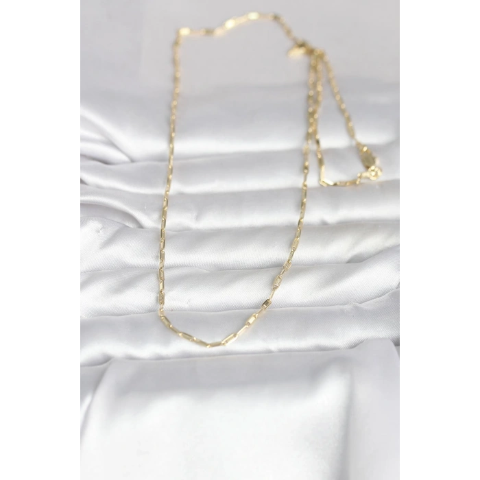 CM 14K Gold Renk İnce Ataç Zincir Model 60 cm Kadın Kolye