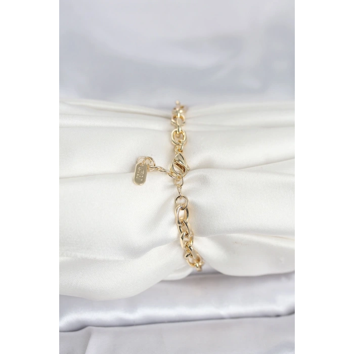 CM 14K Gold Renk Kalın Zincir Model Kadın Bileklik