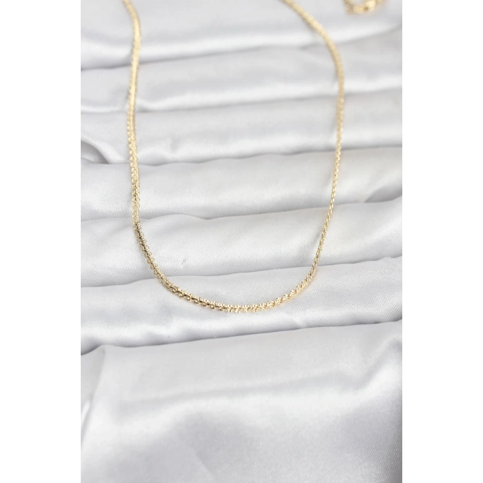 CM 14K Gold Renk Yassı Zincir Model 60 cm Kadın Kolye