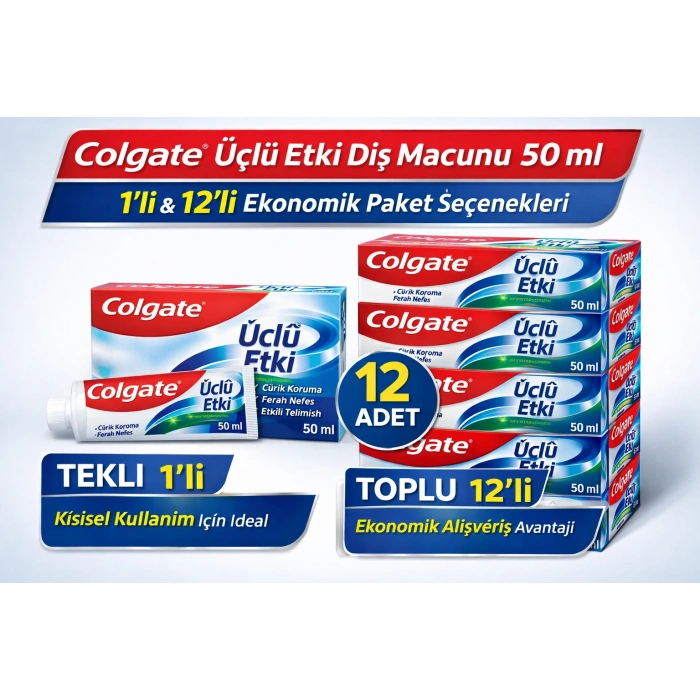 Colgate Üçlü Etki Diş Macunu 50 ml Çürük Koruma & Ferah Nefes 1 ADET