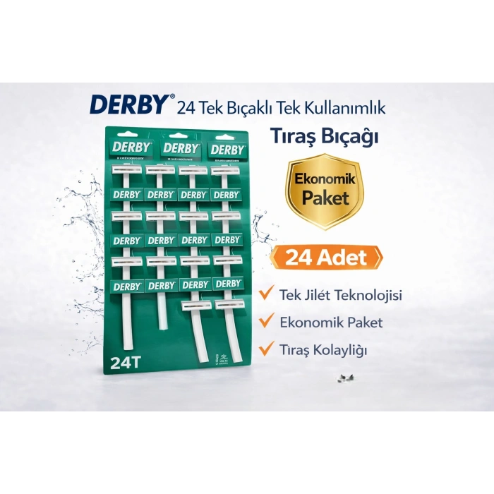 Derby Tek Bıçaklı Tıraş Bıçağı Avantajlı Paket Seçenekleri 24 ADET