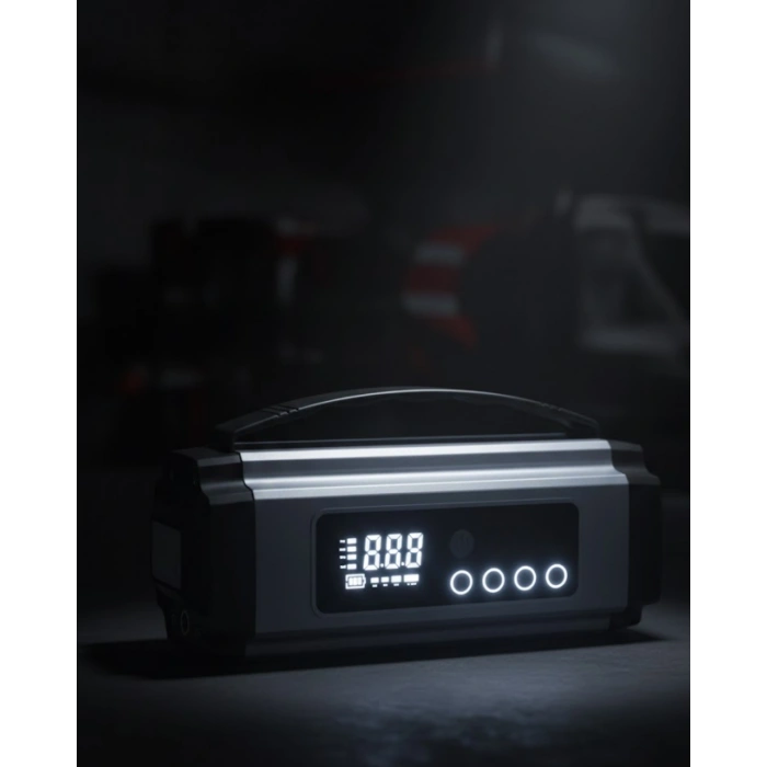 Dijital Göstergeli Akü Takviye Cihazı Lastik Şişirme Powerbank ve LED Işık Özellikli