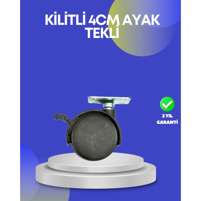 Dolap ve Raflar İçin 4 cm Kilitli Tekerlek Tekli