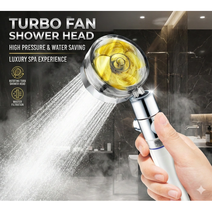 Duş Başlığı Turbo Pervaneli Serinletici Tasarım