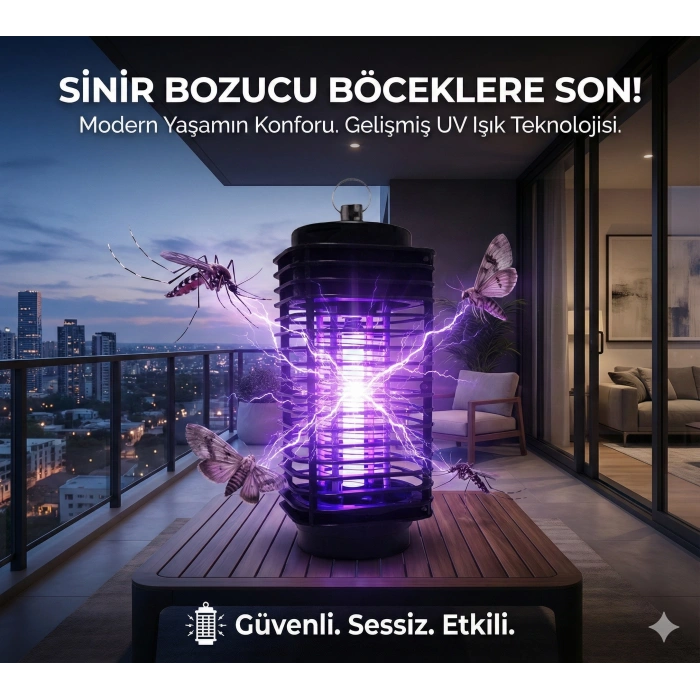 Elektrikli Sinek Öldürücü Cihaz Cız Lamba Mor Işık