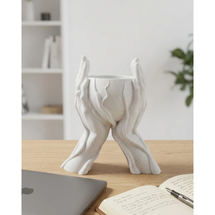 Estetik El Figürlü Dekoratif 3D Baskı Vazo Saksı Ev Dekorasyonu